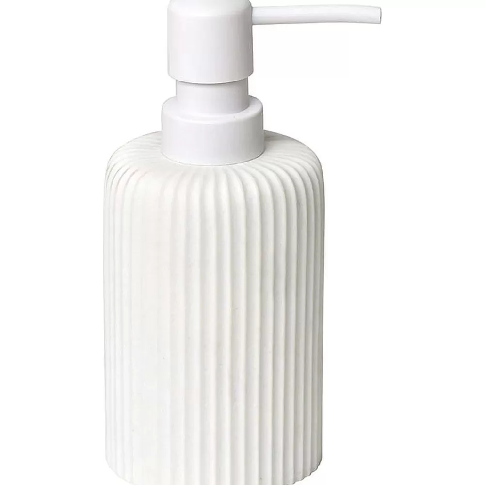 Accessoires De Salle De Bain | * Distributeur A Savon Arrondi Strie Polyresine Blanc