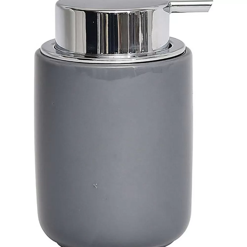 Accessoires De Salle De Bain | * Distributeur A Savon Dolomite Rond Pompe Chrome Gris