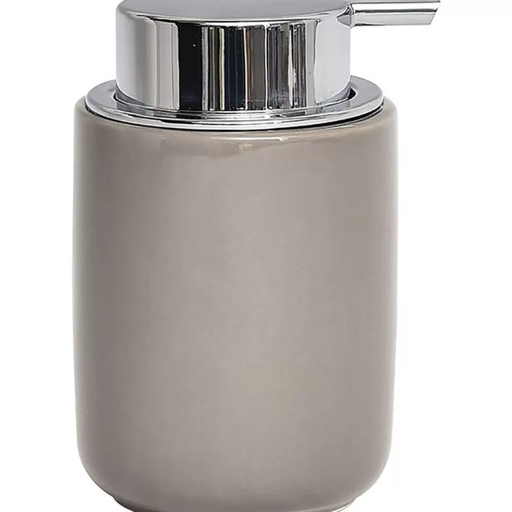 Accessoires De Salle De Bain | * Distributeur A Savon Dolomite Rond Pompe Chrome Taupe