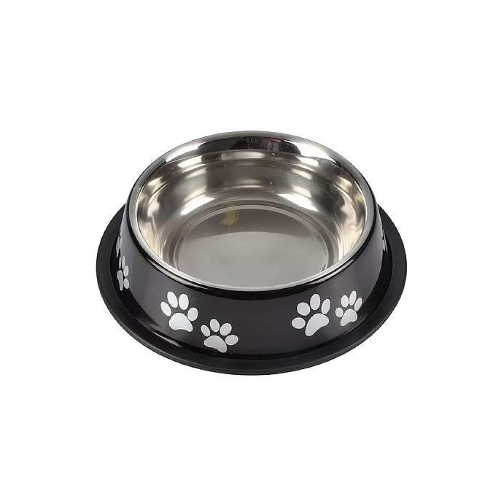 Repas Et Accessoires | * Gamelle Motif Pattes Inox D.21Cm Noir Brillant Antiderapant