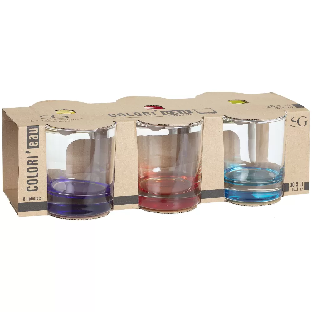 Verres | Secret de Gourmet Gobelet Bas X6 Colori Eau 30Cl