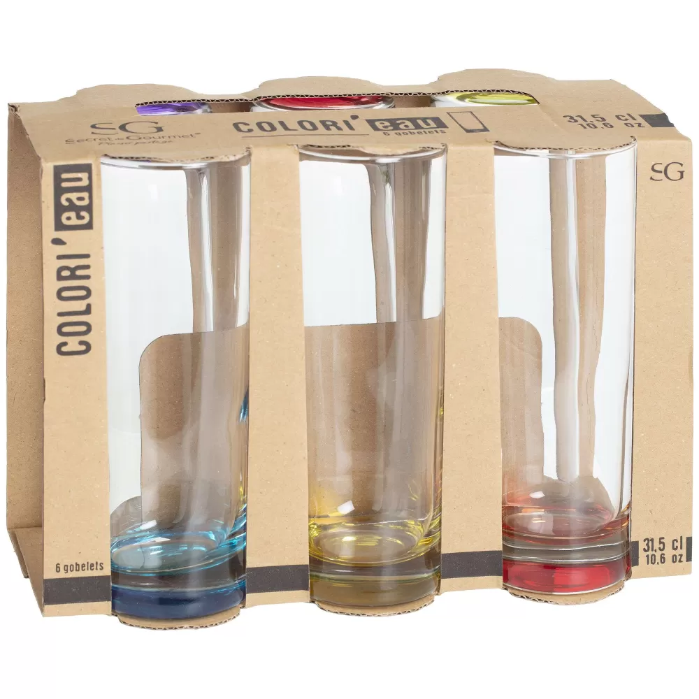 Verres | Secret de Gourmet Gobelet Haut X6 Colori Eau 31Cl