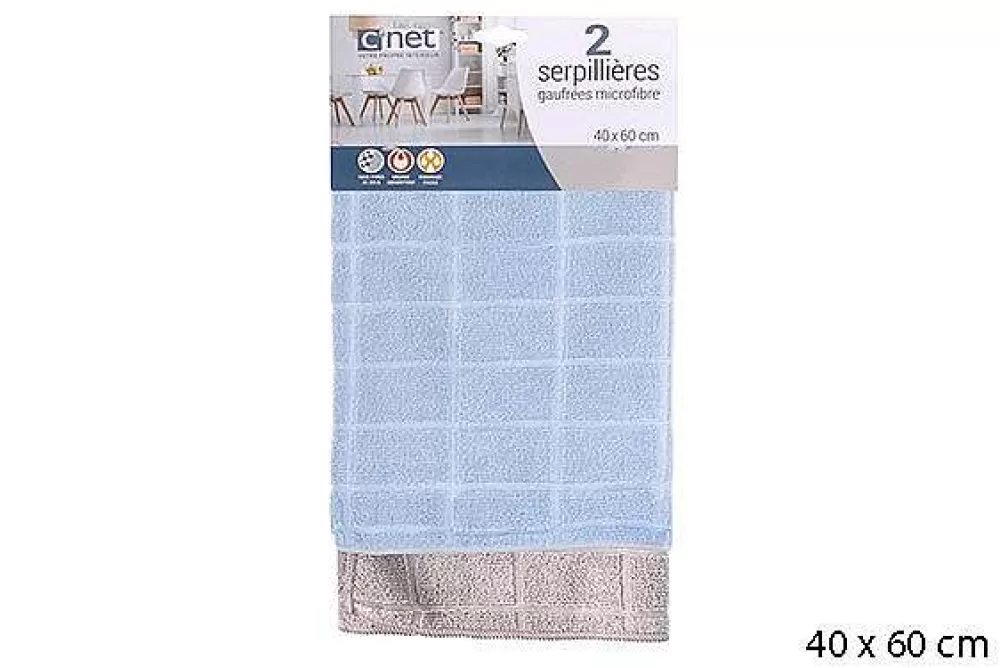 Menage | * Lot 2 Serpilleres Microfibre Grege Bleu