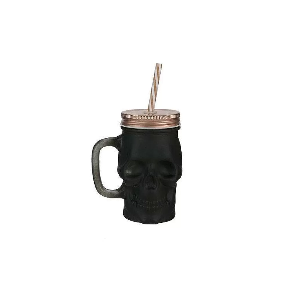 Cocktails Et Boissons | * Mason Jar Tete De Mort Black Mat 380Ml