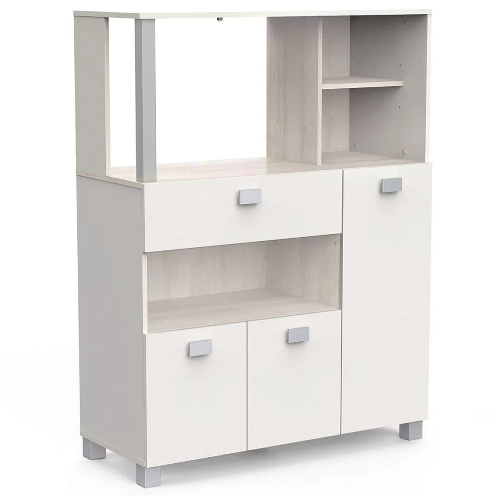 * Tables Consoles>Meuble Loge Tout 3 Portes 1 Tirroir Basilic Acacia Blanc Mat