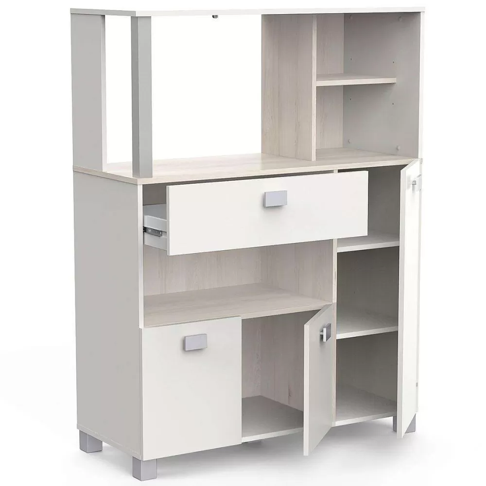 * Tables Consoles>Meuble Loge Tout 3 Portes 1 Tirroir Basilic Acacia Blanc Mat