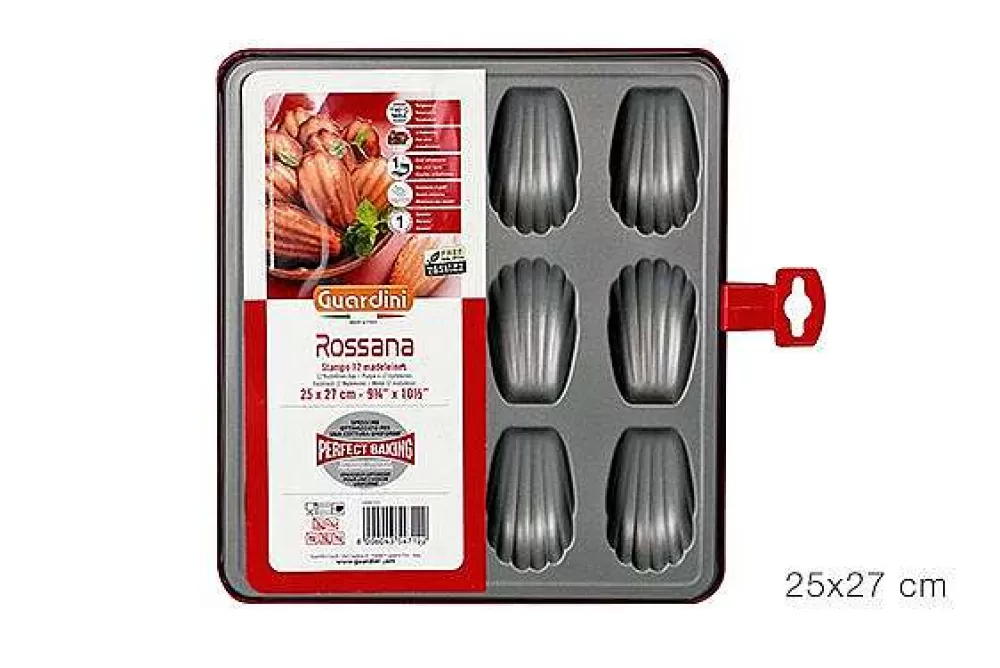 Moules Et Plats | * Moule 12 Madeleines Acier Anti Adherent Rouge Rossana