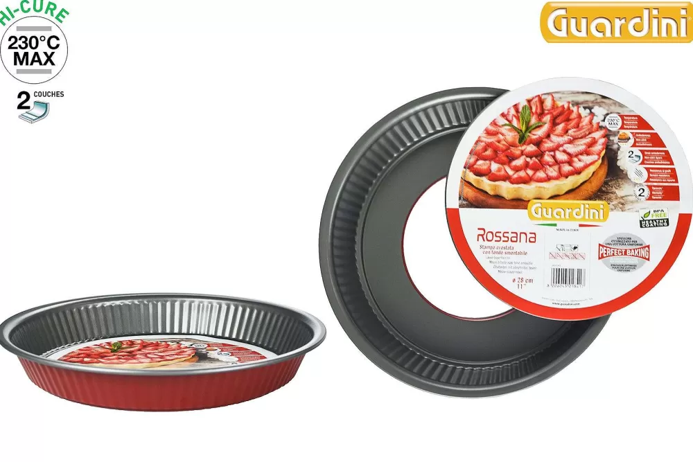 Moules Et Plats | * Moule Tarte Amovible D28Cm Acier Anti Adherent Rouge Rossana