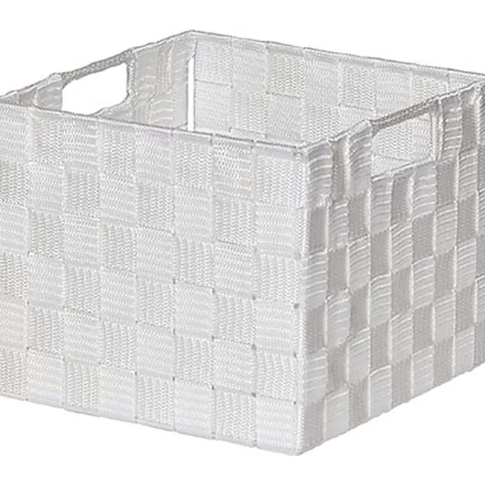 Rangements Deco | * Panier Carre Polyester Blanc Taille S