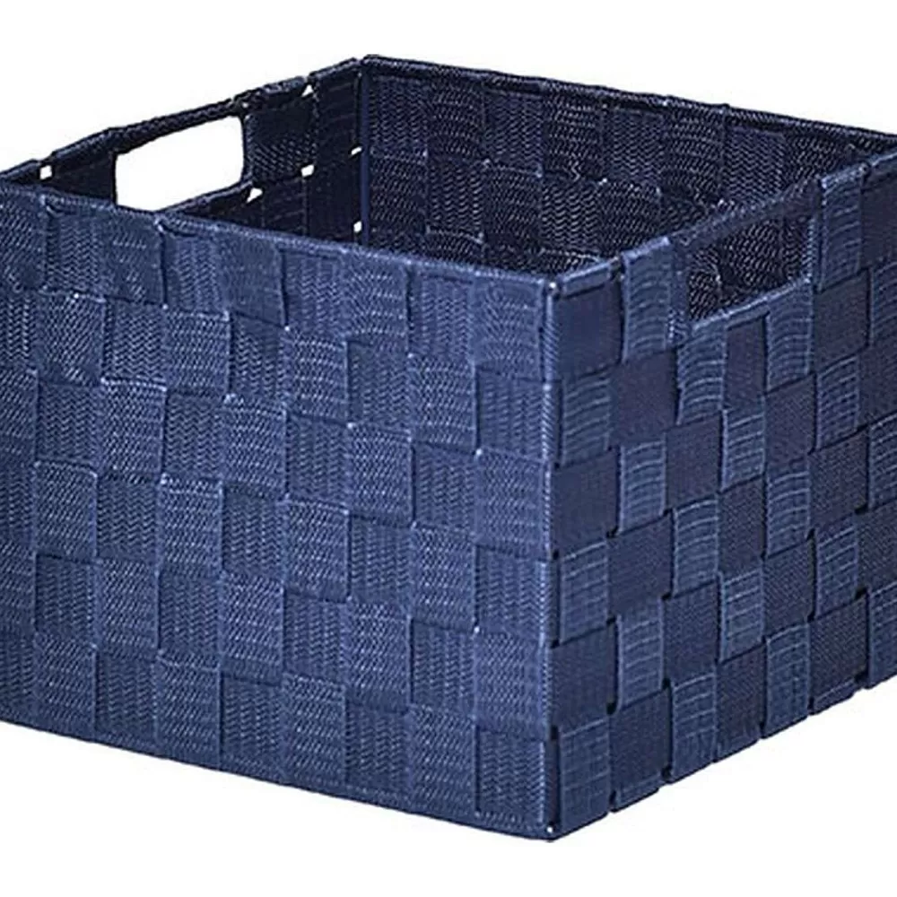 Rangements Deco | * Panier Carre Polyester Bleu Marine Taille S