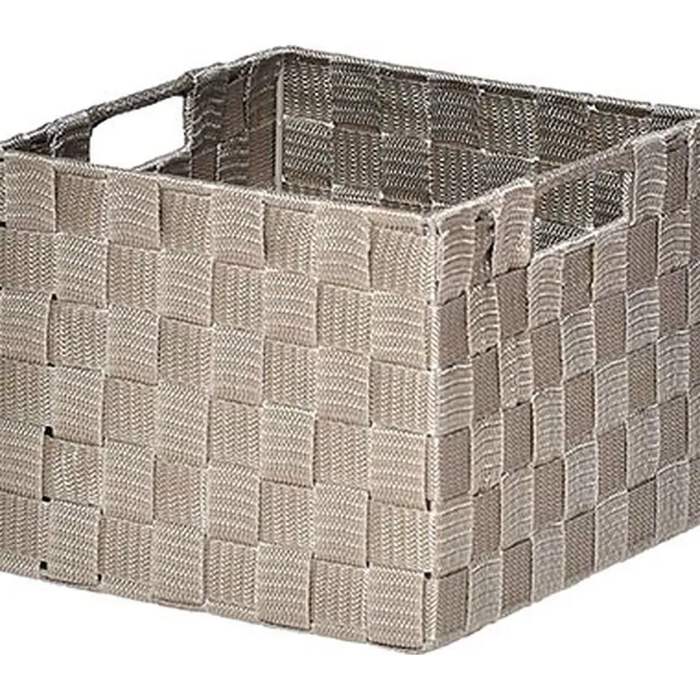 Rangements Deco | * Panier Carre Polyester Taupe Taille S