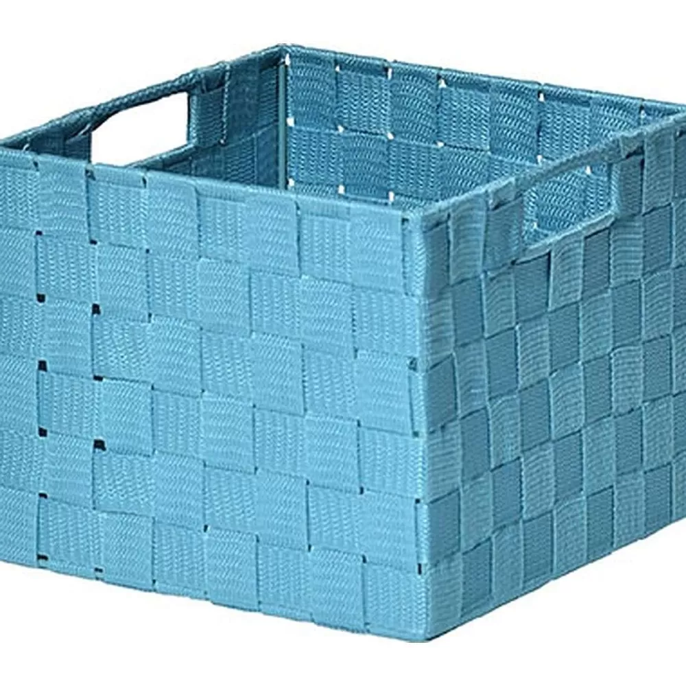 Rangements Deco | * Panier Carre Polyester Turquoise Taille S