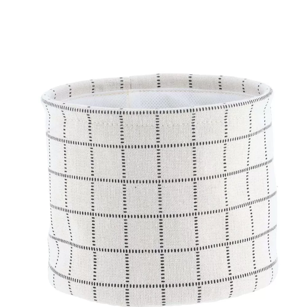 Rangement Salle De Bain | * Panier Coton Imprime Motif Carre Naturel 17X14Cm