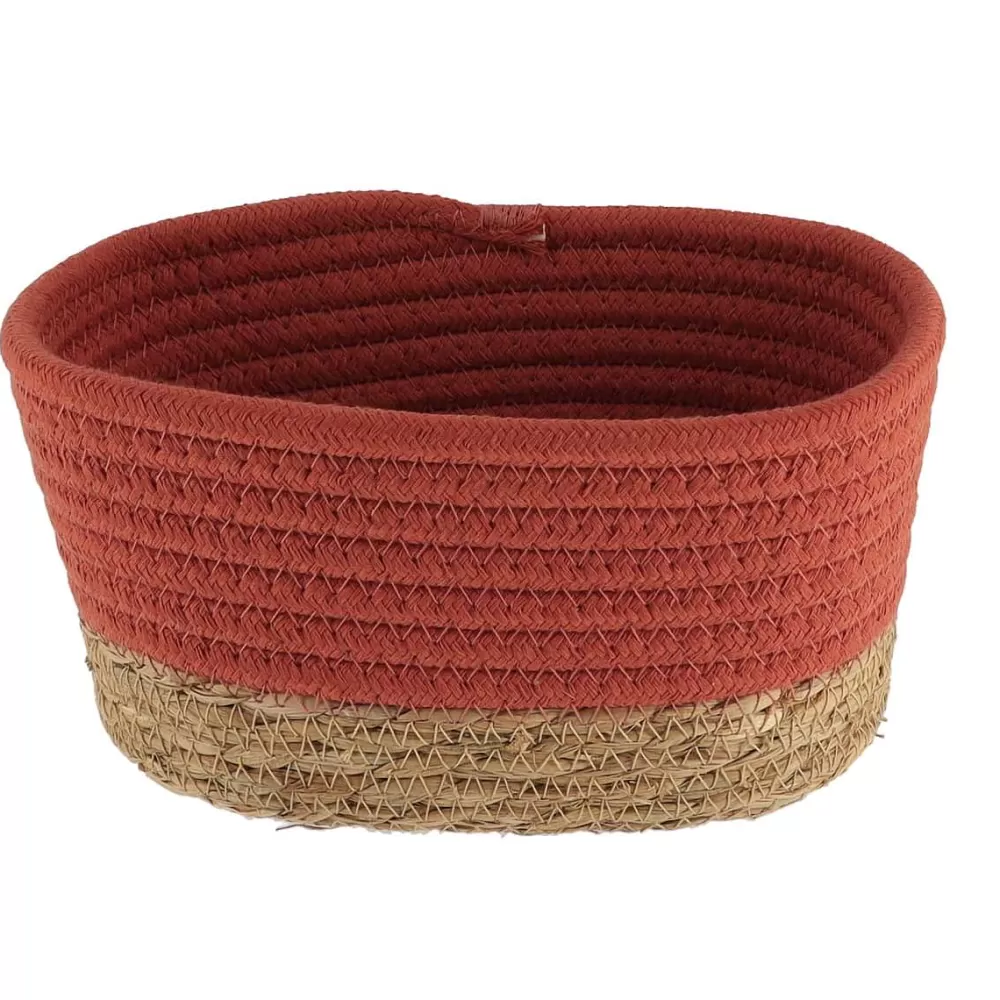 Rangement Salle De Bain | * Panier Rectangle Coton Terracotta Naturel 23X15X13.5Cm