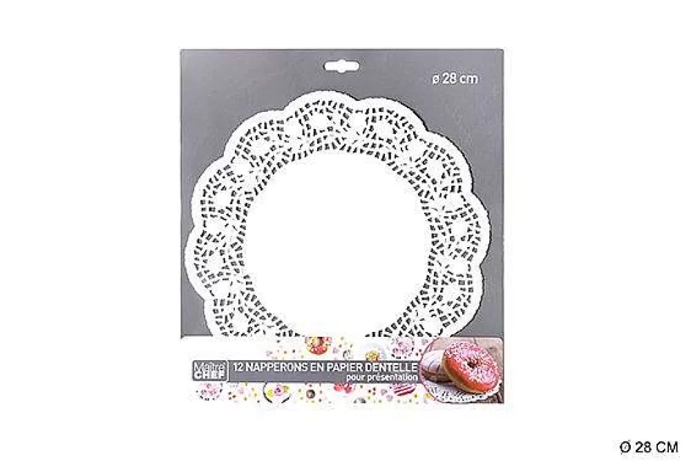 Pâtisserie | * Papier Dentelle Rond 28Cm Blanc X12Pcs