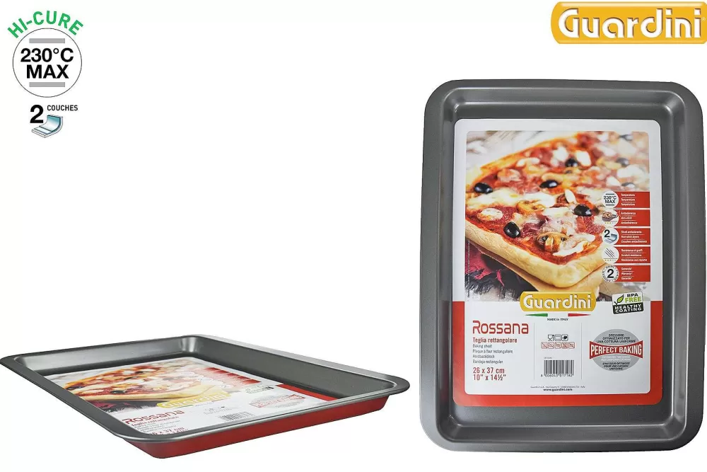 Moules Et Plats | * Plaque Pizza 26X37Cm Acier Anti Adherent Rouge Rossana