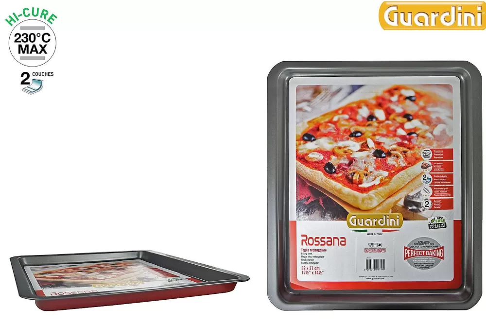 Moules Et Plats | * Plaque Pizza 32X37Cm Acier Anti Adherent Rouge Rossana