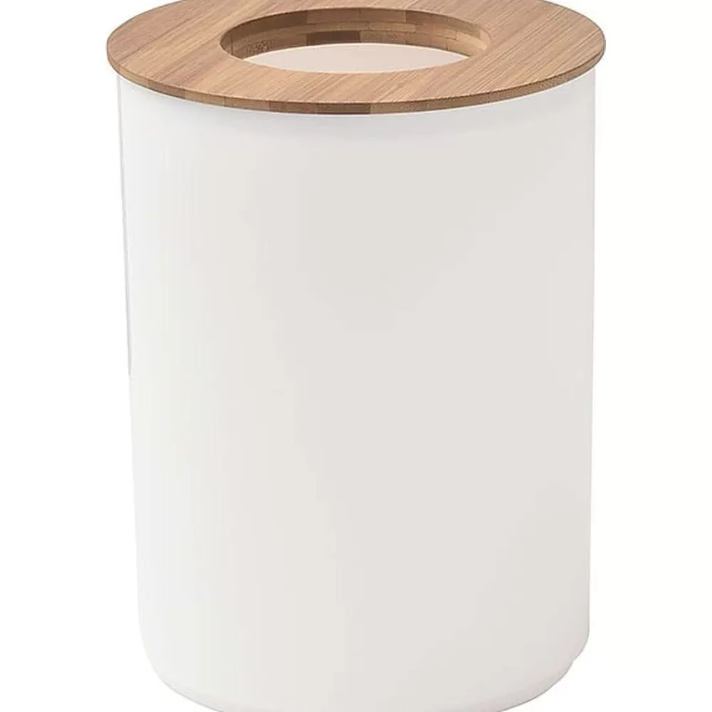 Poubelles De Salle De Bain | * Poubelle Avec Couvercle Bambou 5L Blanc Bambou