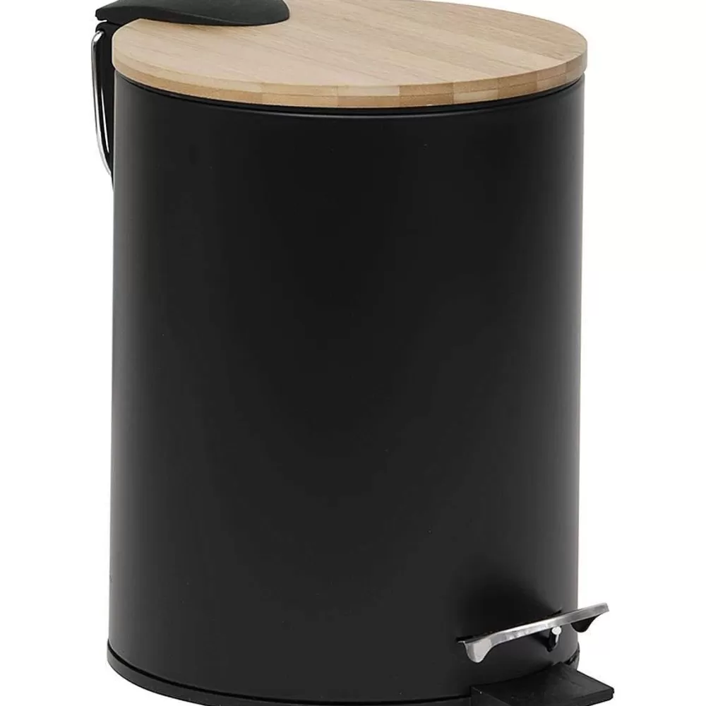 Poubelles De Salle De Bain | * Poubelle Metal Frein De Chute 2.5L Noir Bambou