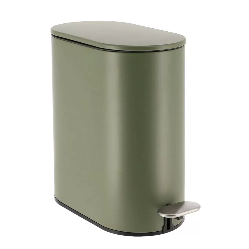 Poubelles De Salle De Bain | * Poubelle Metal Ovale 5L Pedale Kaki