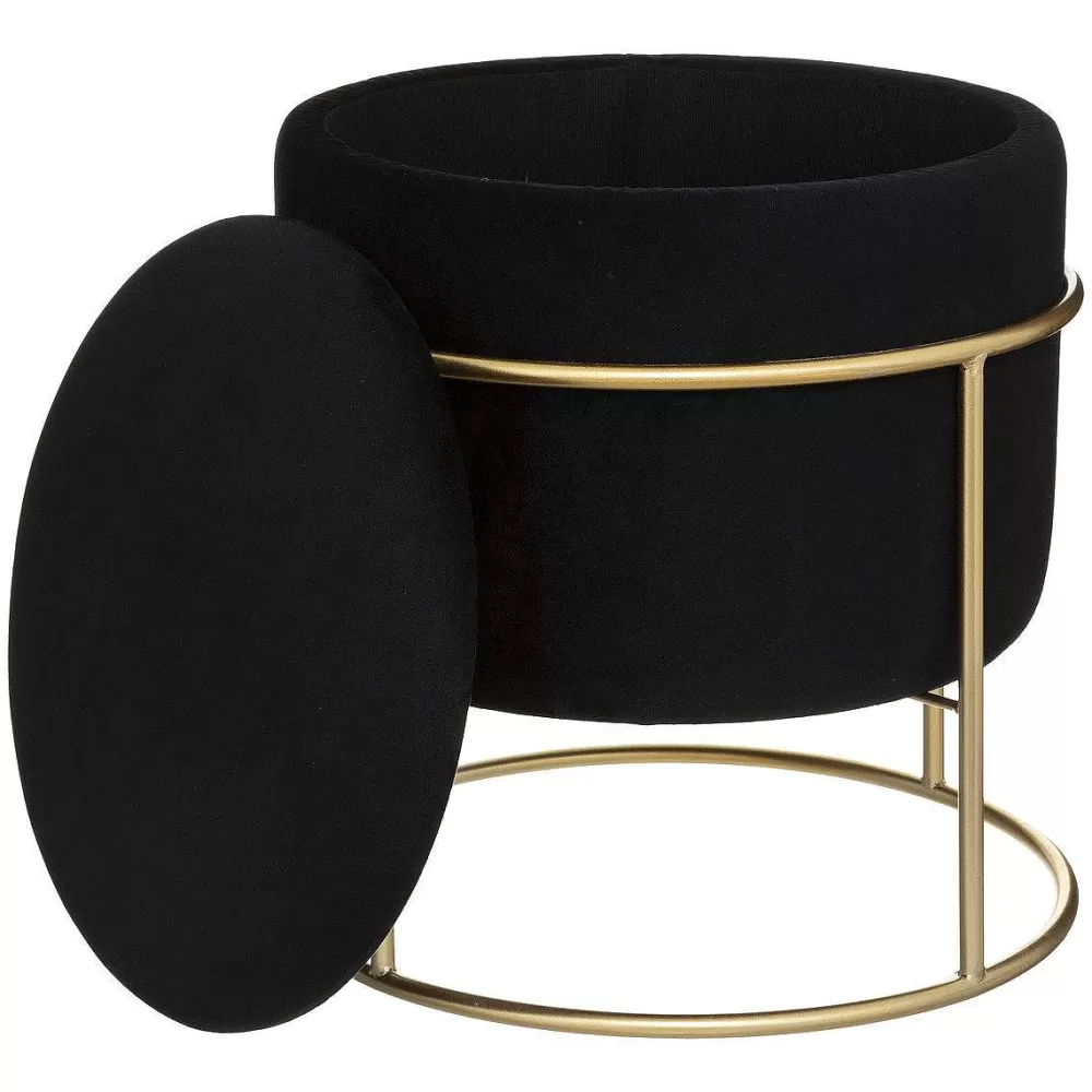 * Poufs>Pouf Coffre Velours Eliane Noir