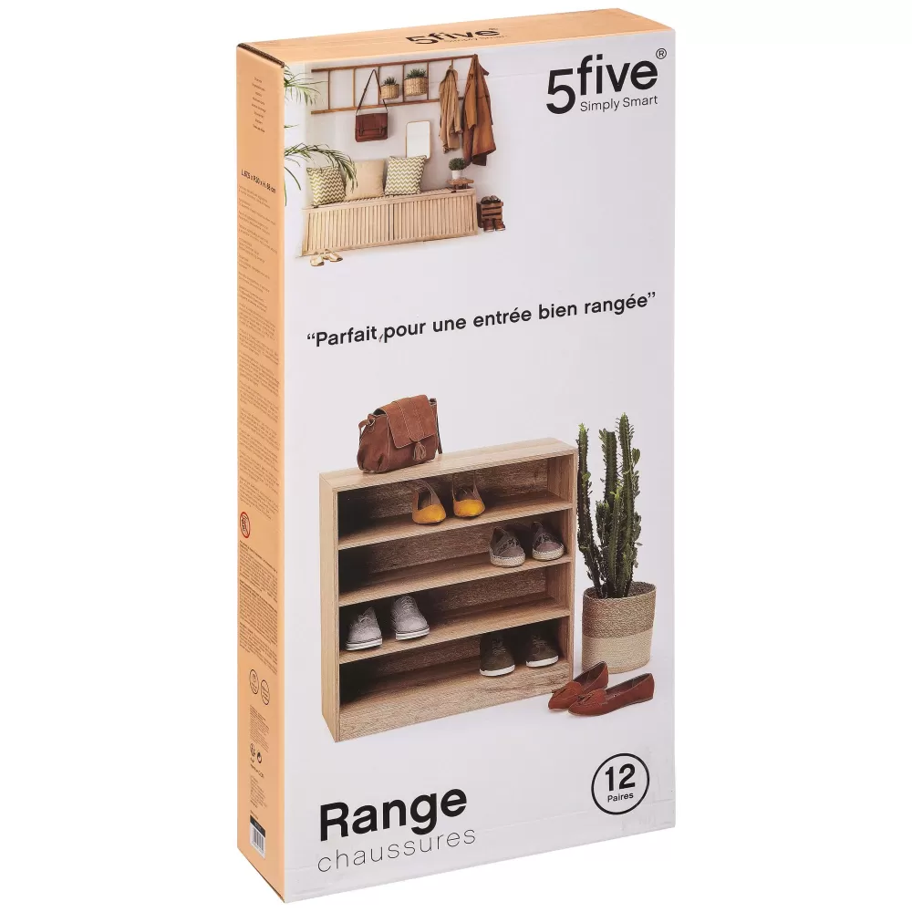 Five Meuble D'Appoint>Range Chaussures Bois 12 Paires Naturel