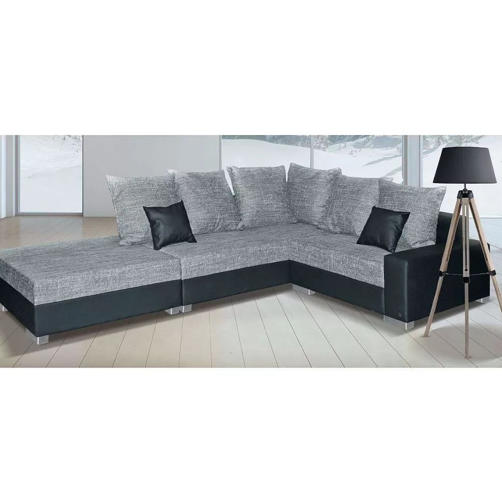 * Canapés D'Angle>Sonia Ag Tissu Gris Lawa 5 Pvc Noir