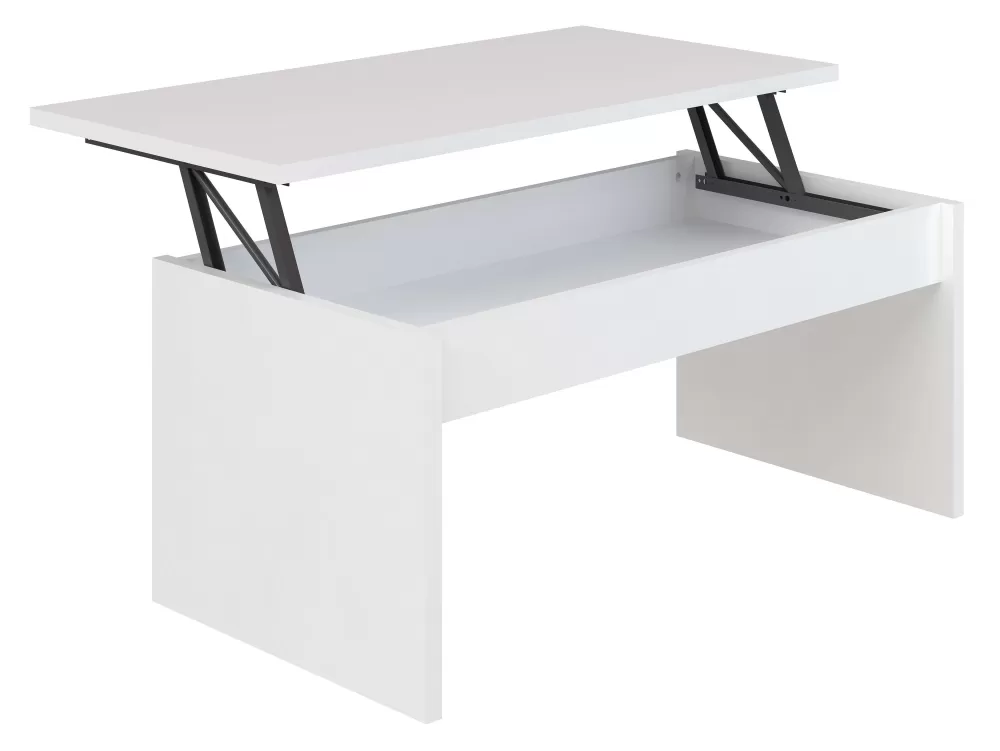 * Tables Basses>Table Avec Plateau Relevable Melamine Blanc