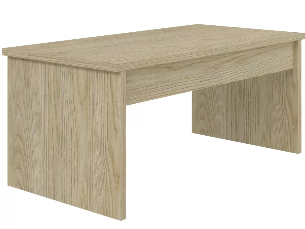 * Tables Basses>Table Avec Plateau Relevable Melamine Bois Claire