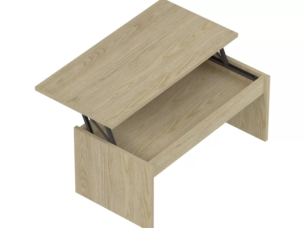 * Tables Basses>Table Avec Plateau Relevable Melamine Bois Claire