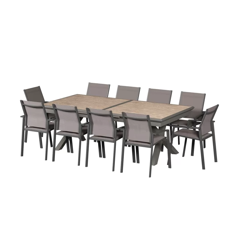 * Tables De Jardin>Table Axiome Extensible Aluminium Honey 12 Places