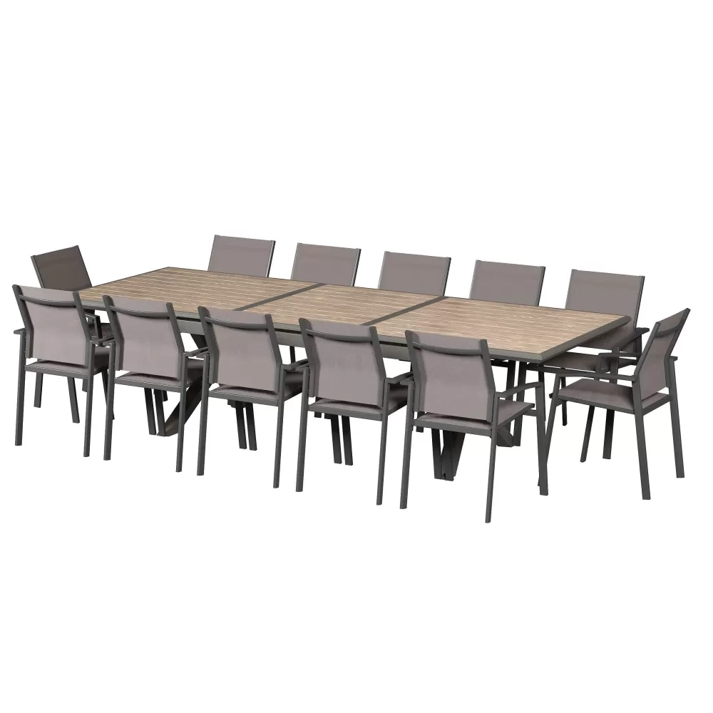 * Tables De Jardin>Table Axiome Extensible Aluminium Honey 12 Places