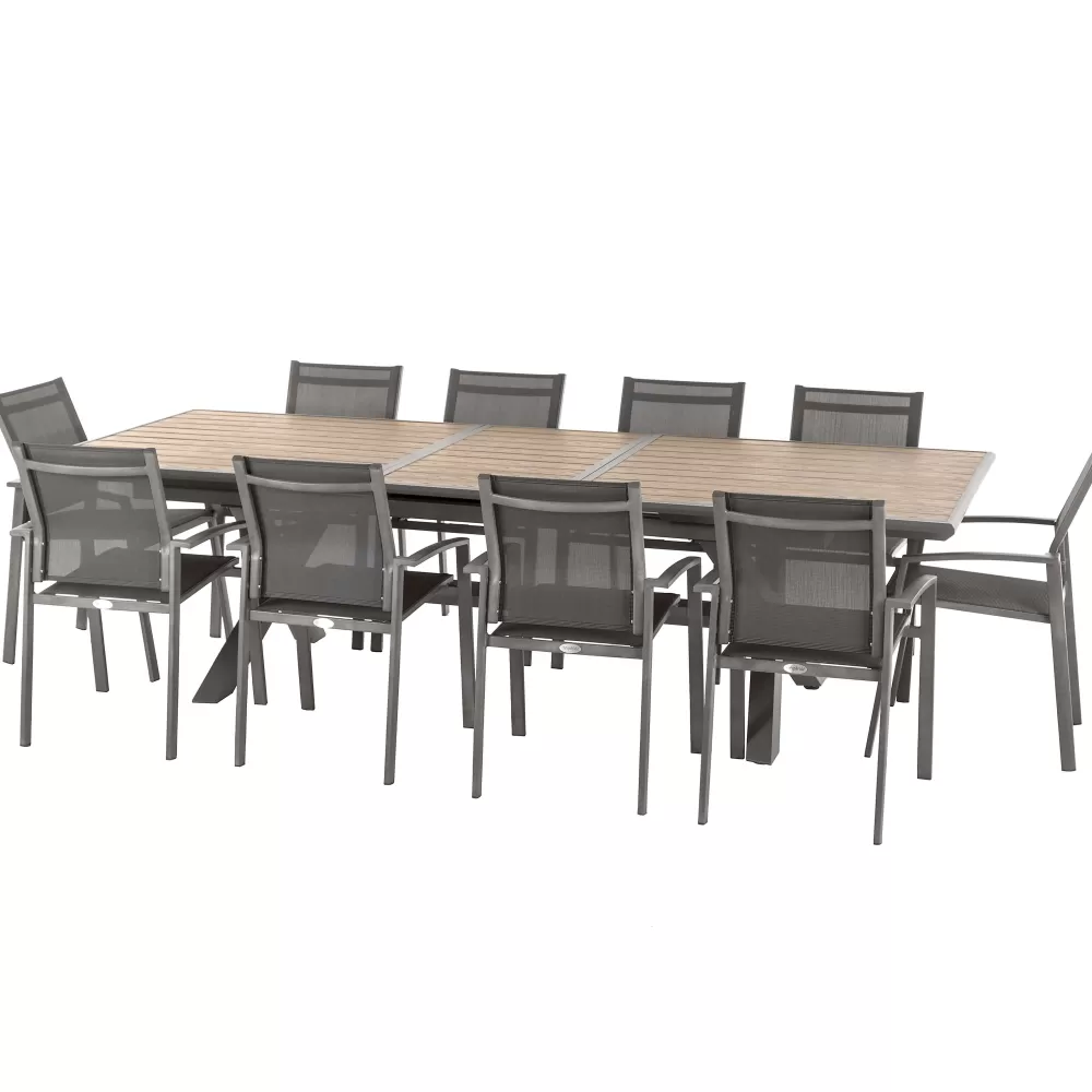 * Tables De Jardin>Table Axiome Extensible Aluminium Honey Praline 10 Places