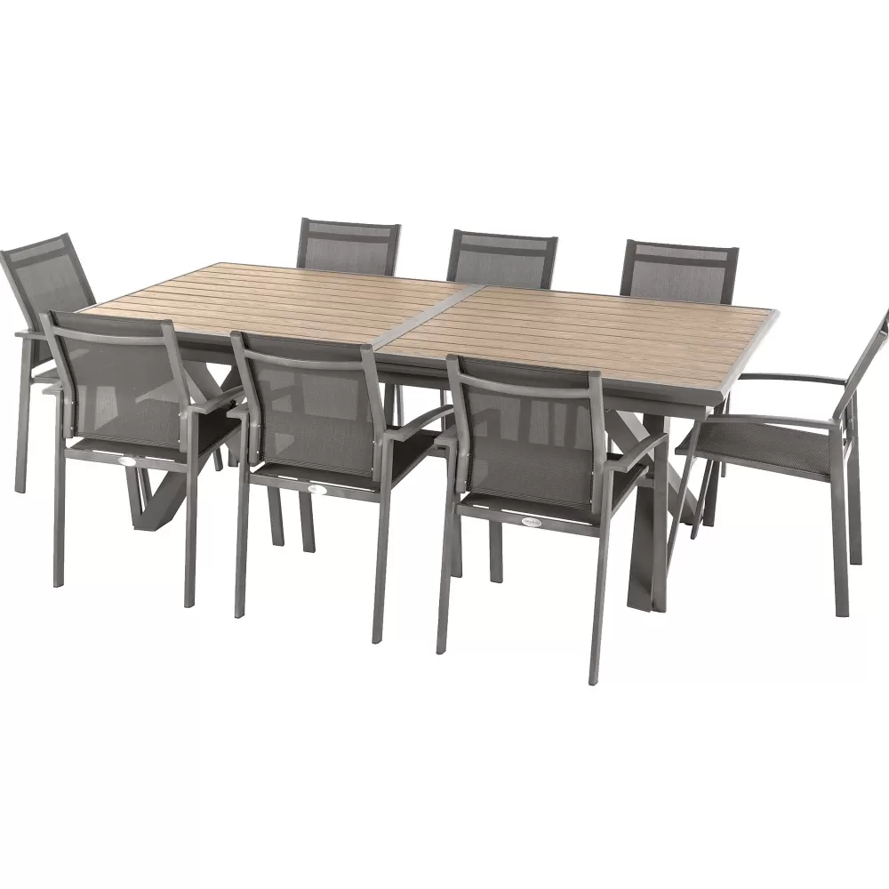 * Tables De Jardin>Table Axiome Extensible Aluminium Honey Praline 10 Places