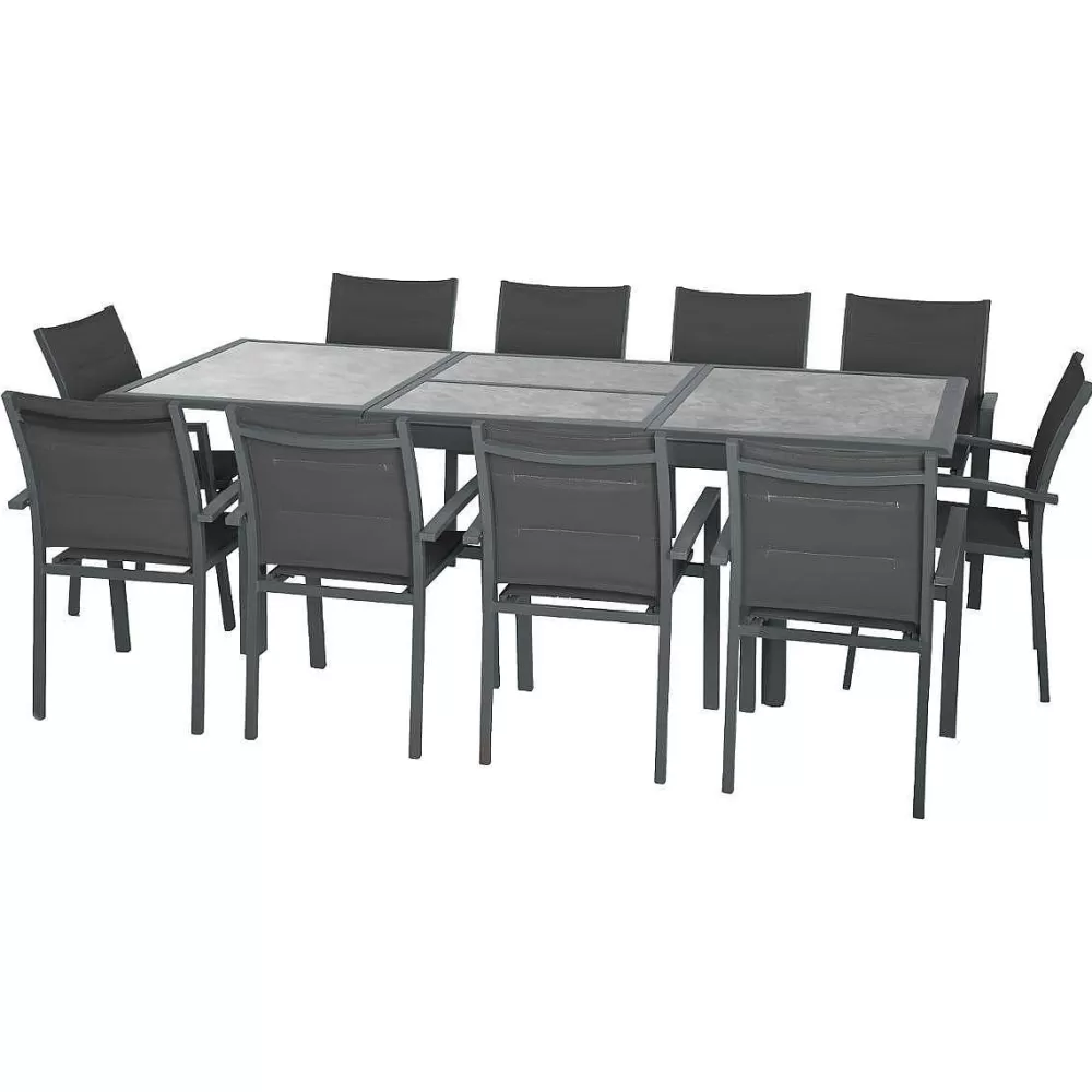 Hespéride Tables De Jardin>Table Azua Extensible Verre Storm Graphite 10 Places