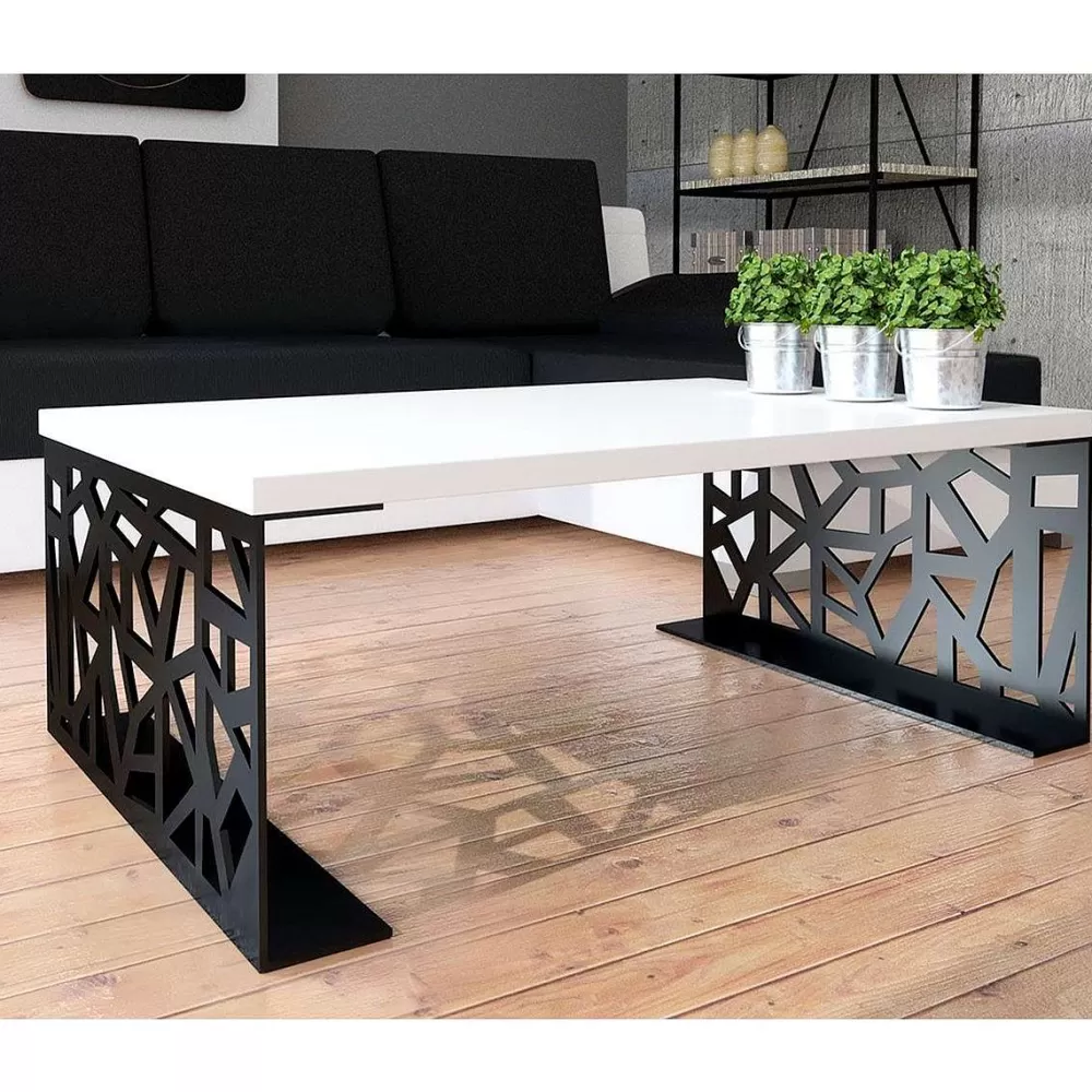 * Tables Basses>Table Basse Blanc Brillant Noir Mat Pales