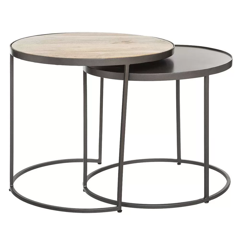 Atmosphera Tables Basses>Table Basse Metal Bois X2 Hauteur Max 51Cm