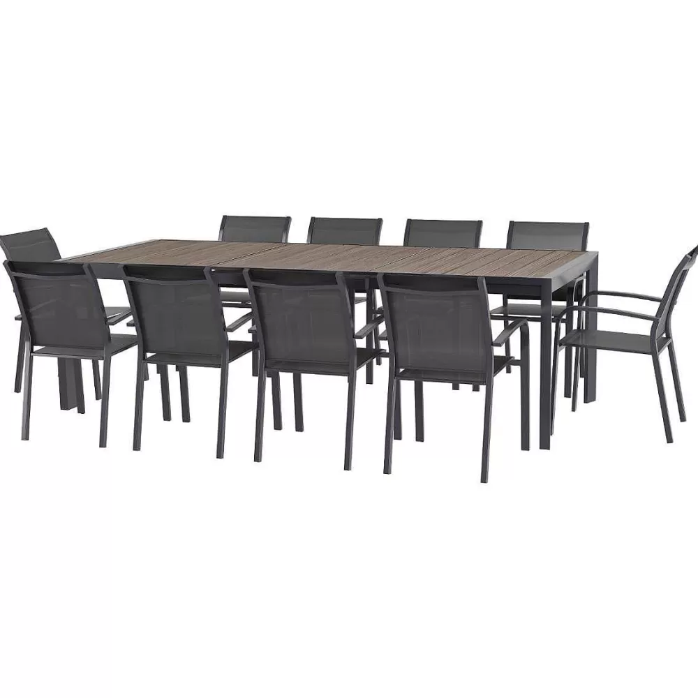 Hespéride Tables De Jardin>Table Evasion Rallonge Automatique Seigle Graphite 10 Places