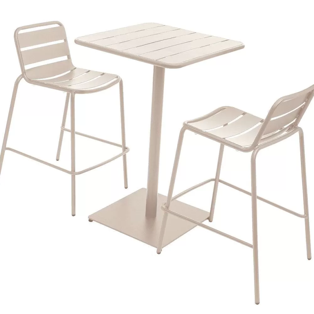 * Tables De Jardin>Table Haute Phuket Carree Argile 2 Places