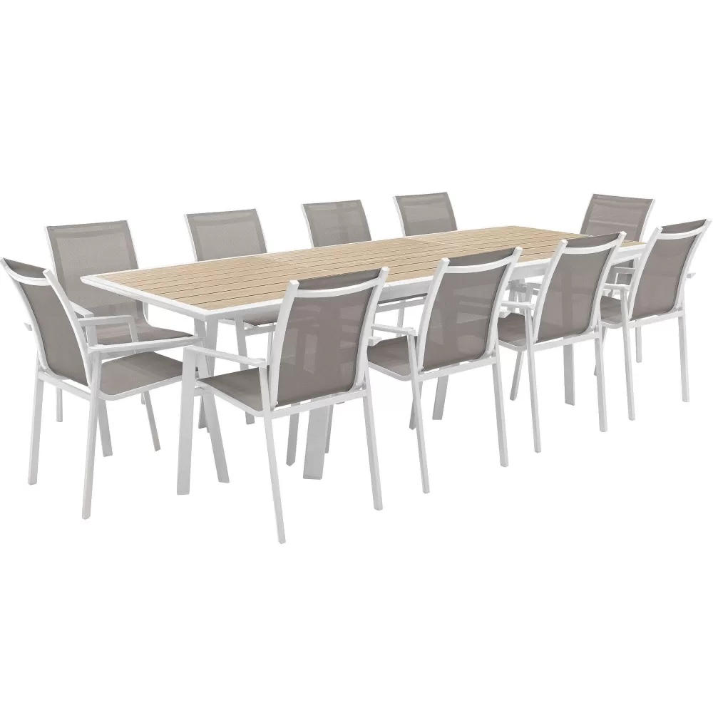 * Tables De Jardin>Table Pavane Extensible Aluminium Lin Blanc 10 Places