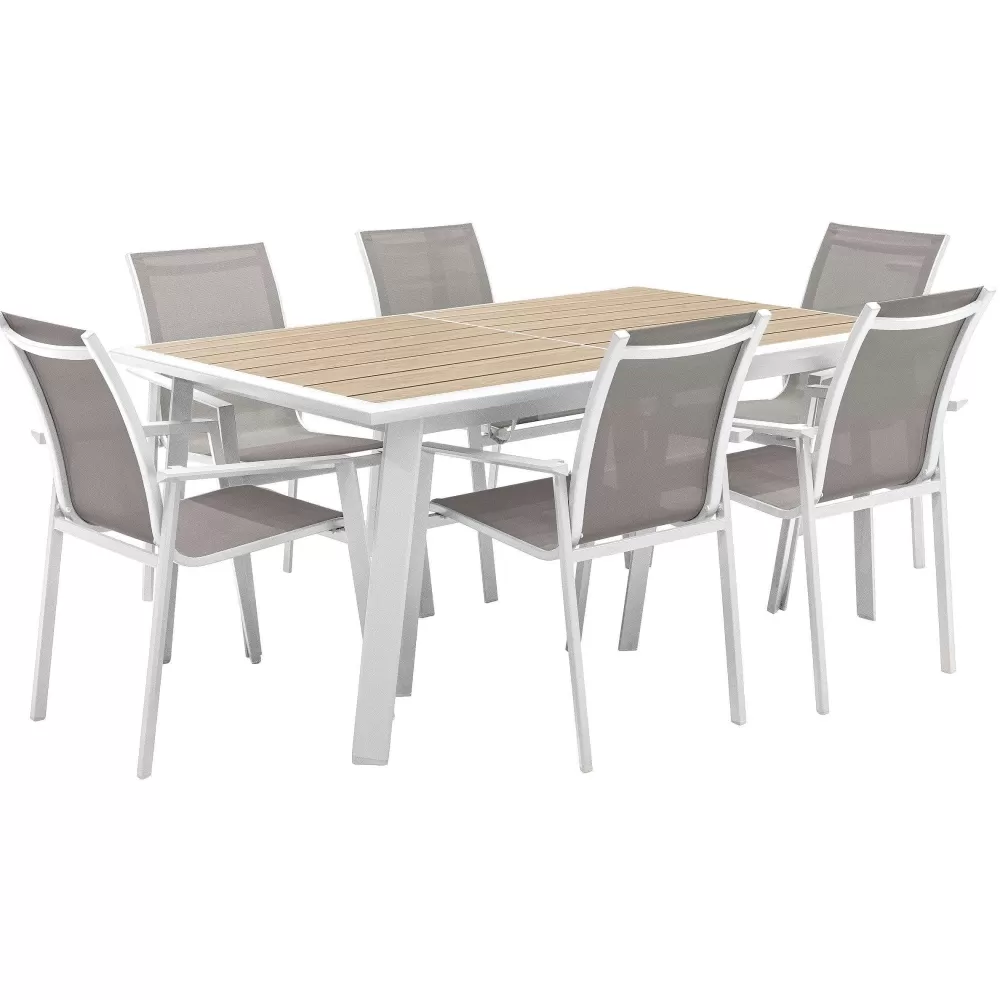 * Tables De Jardin>Table Pavane Extensible Aluminium Lin Blanc 10 Places