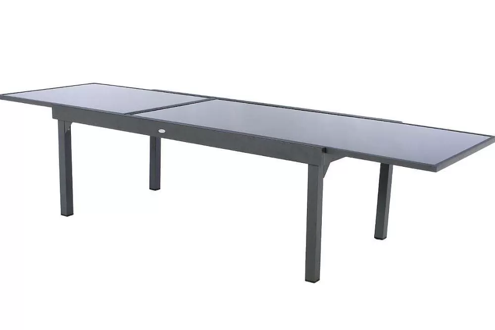 Hespéride Tables De Jardin>Table Piazza Extensible Verre Graphite 12 Places