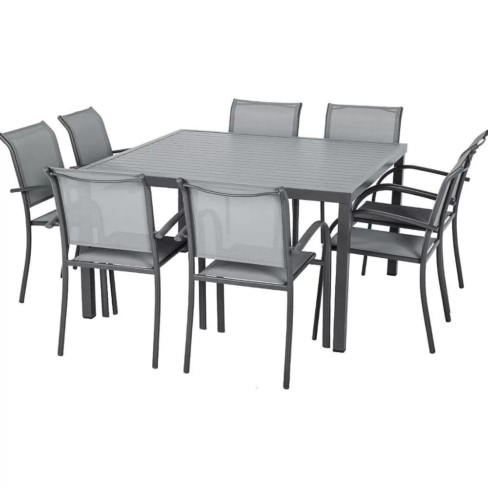 Hespéride Tables De Jardin>Table Piazza Fixe Carree Aluminium Gris 8 Places