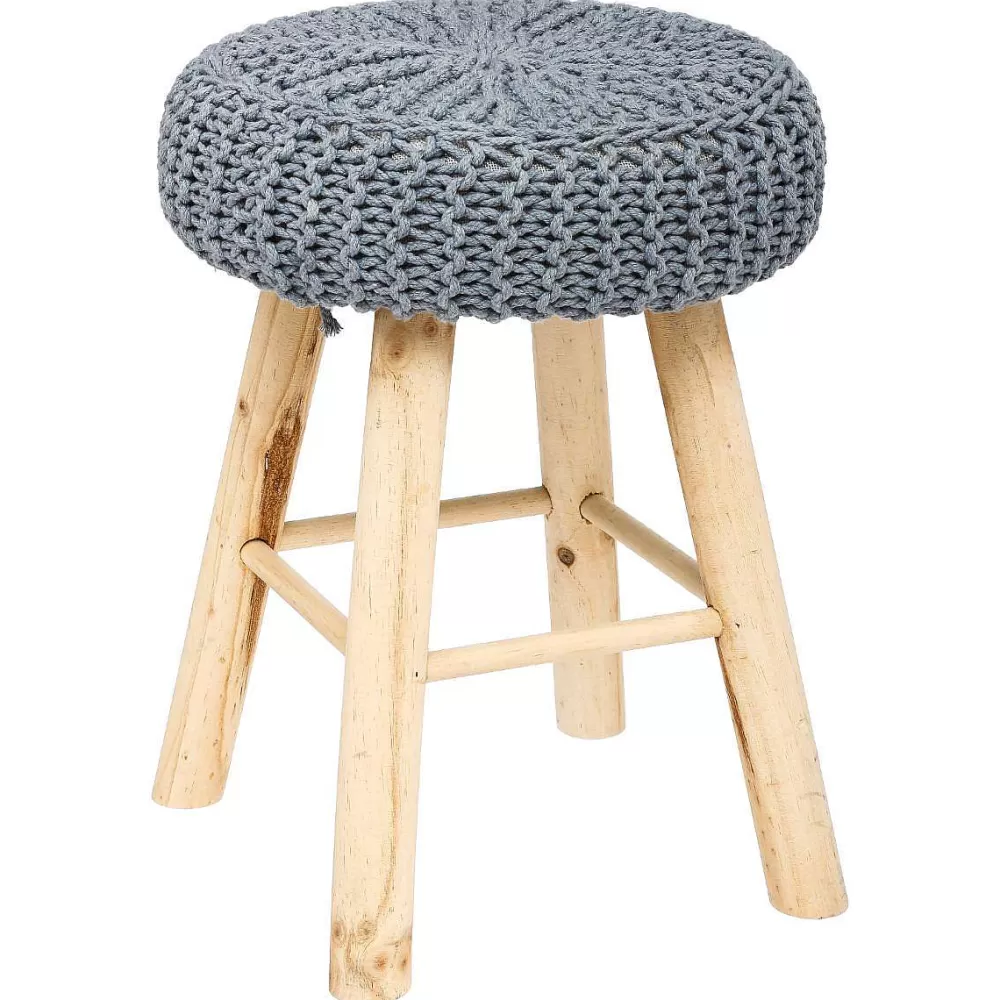 Atmosphera Tabourets>Tabouret Appoint Coton Suzette Gris Fonce