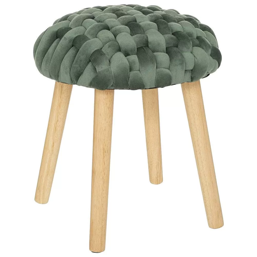 * Tabourets>Tabouret Appoint Tricot Velours Akemi Jade