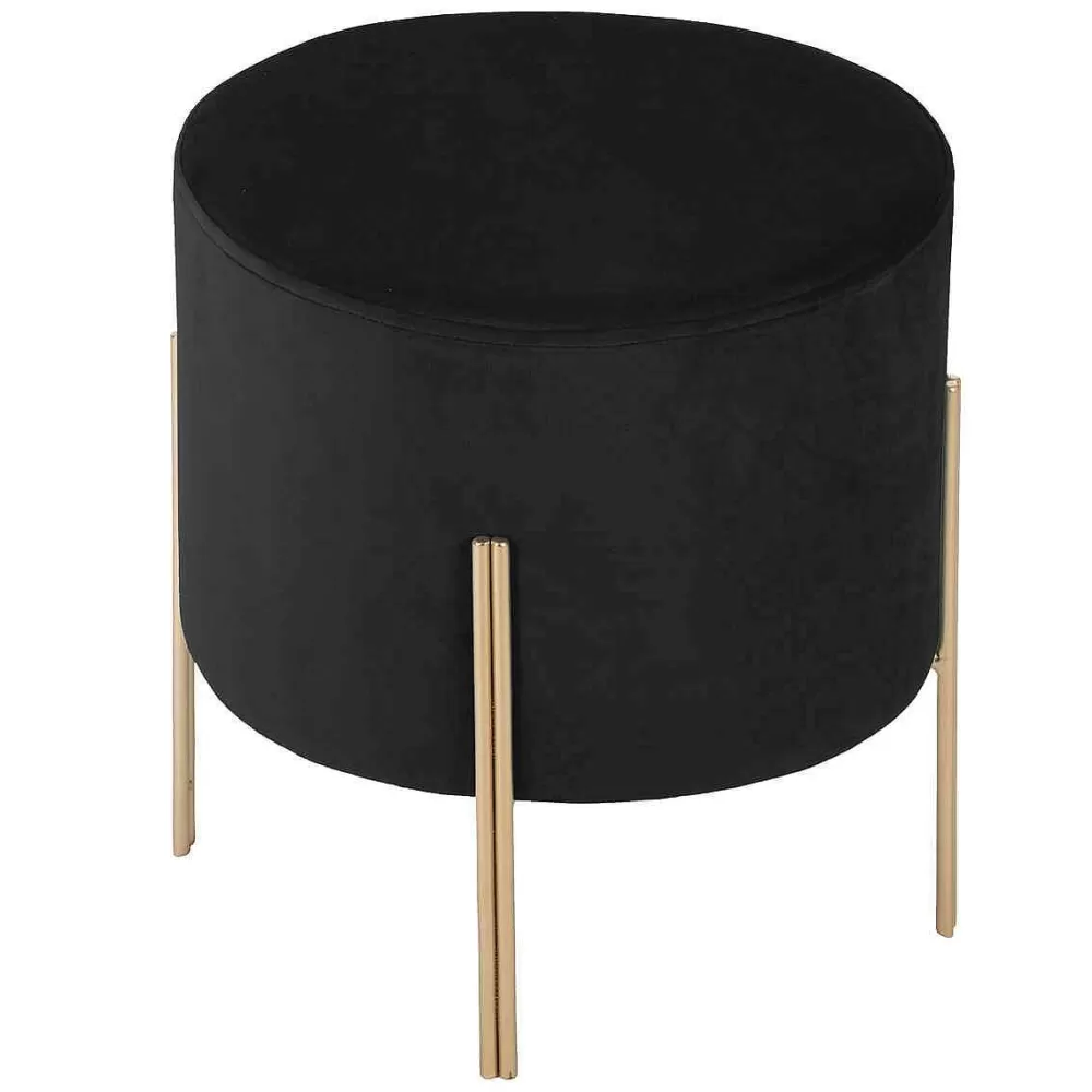 Atmosphera Tabourets>Tabouret Appoint Velours Living Noir