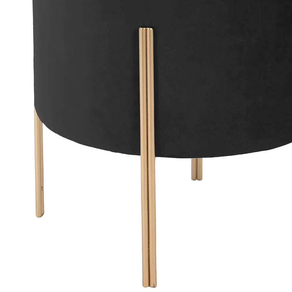 Atmosphera Tabourets>Tabouret Appoint Velours Living Noir