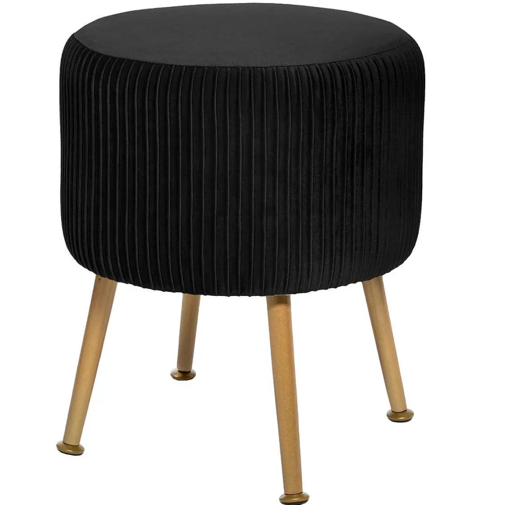 Atmosphera Tabourets>Tabouret Appoint Velours Solaro Noir