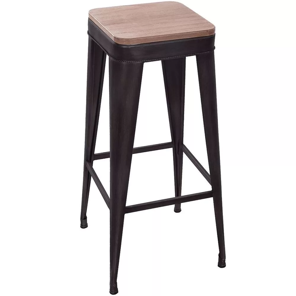 Atmosphera Tabourets De Bar>Tabouret Bar Metal Joris Noir H.79.5Cm