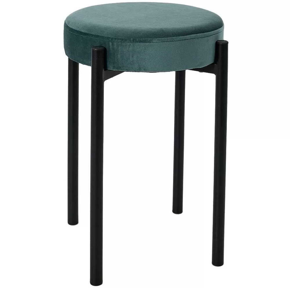 * Tabourets>Tabouret Bubble Empilable Velours Bleu Canard